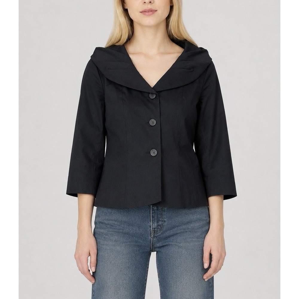 Renee DuMarr Blazer Jacket Womens 8 Black‎ Cropped Shawl Collar Formal Evening